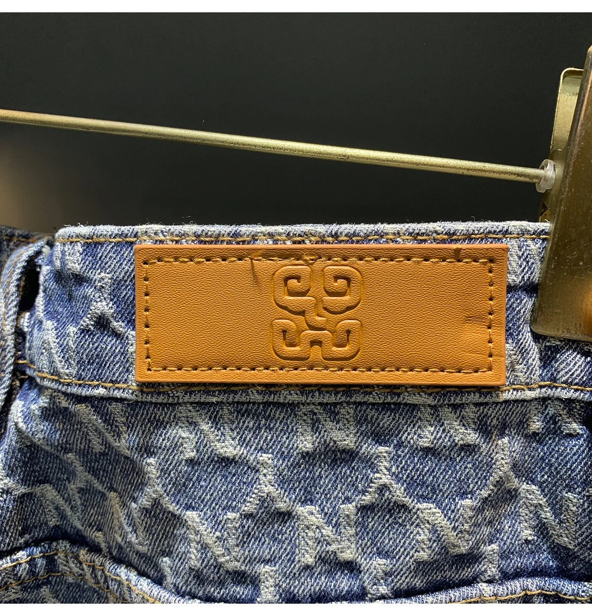 Jacquard denim shorts men's summer 2025 thin casual blue trendy brand loose design five quarter pants