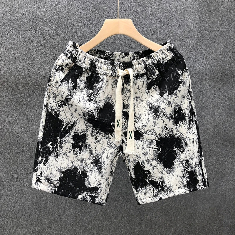 2025 Men's Breathable Quick-Dry Jogging Pants Sportswear Print Drawstring Outdoor Fitness Pants Male Clothing Summer Trousers