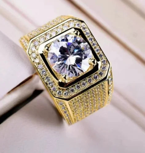 Sale 5-12 White Golden Iced Out HipHop Engagement Rings CZ Pinky Men Women Full Crystal Ring