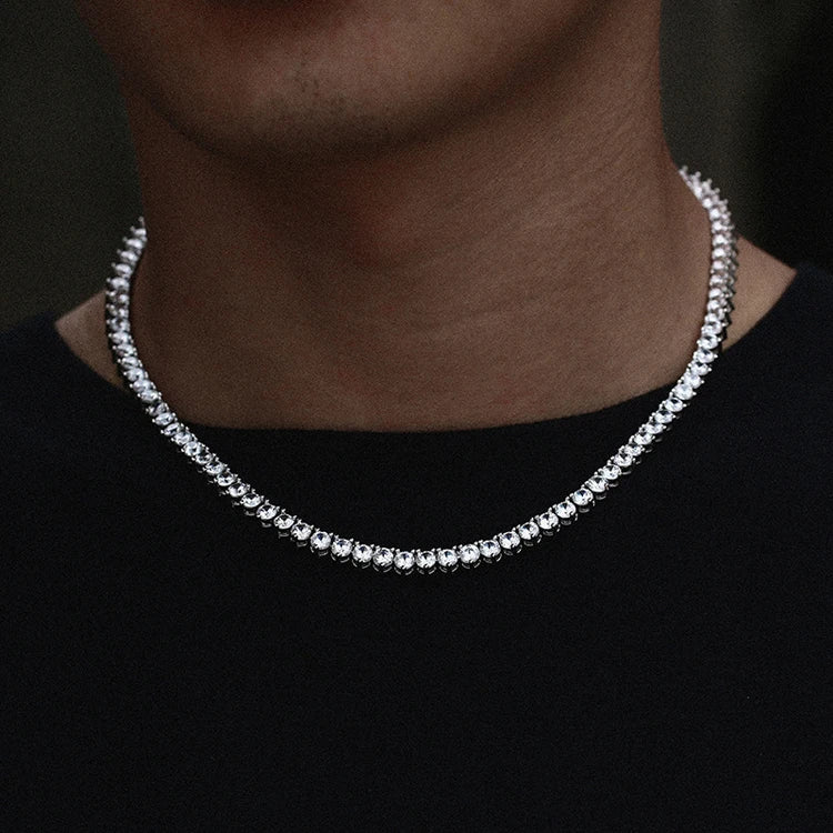 GZYS JEWELRY Custom Cubic Zirconia Hip Hop Men Tennis Chain Necklace