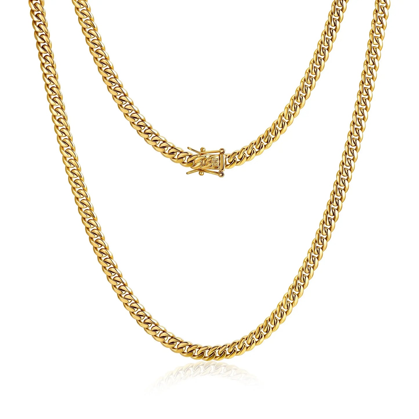 Wholesale 6mm PVD 14k Real Gold Plated 316L Stainless Steel Miami Cuban Link Chain Necklace for Men and Women