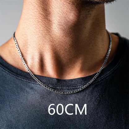 Fashion New Figaro Chain Necklace Men 3mm Stainless Steel Gold Color Long Necklace For Men Jewelry Gift Collar Hombres