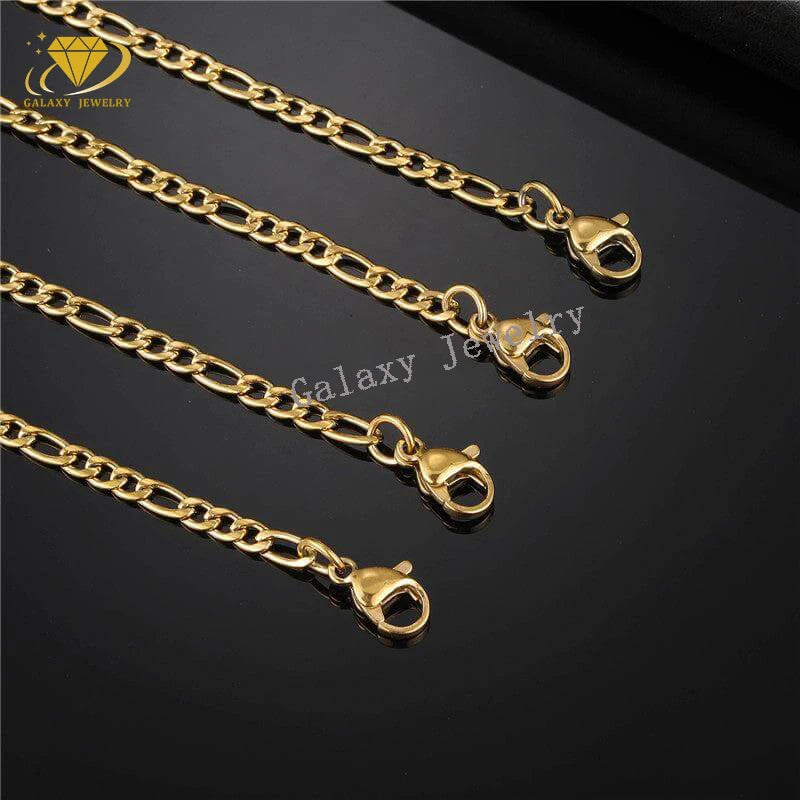 925 Silver Jewelry Wholesale Cuban 10k 14k 18k Gold Chain Custom 4mm Figaro Chain Link Necklace Chain Necklace Mens Jewelry