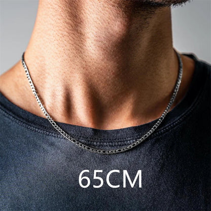 Fashion New Figaro Chain Necklace Men 3mm Stainless Steel Gold Color Long Necklace For Men Jewelry Gift Collar Hombres