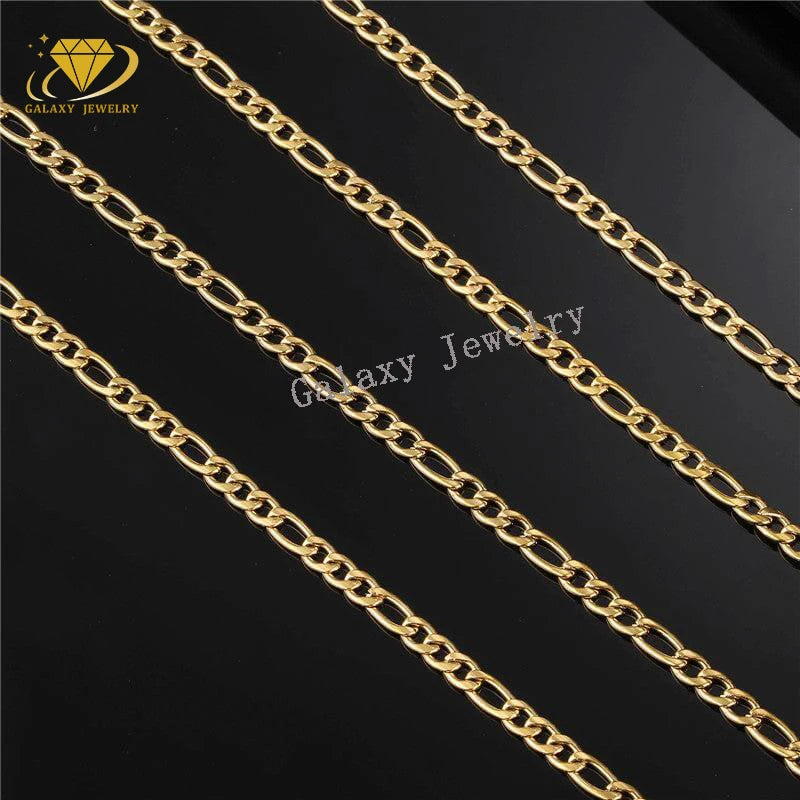 925 Silver Jewelry Wholesale Cuban 10k 14k 18k Gold Chain Custom 4mm Figaro Chain Link Necklace Chain Necklace Mens Jewelry