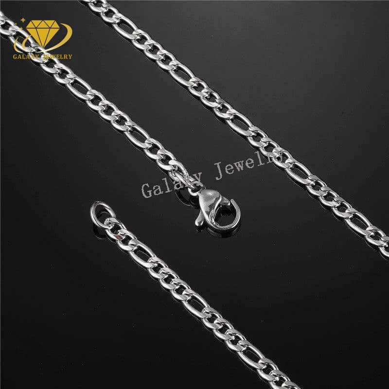 925 Silver Jewelry Wholesale Cuban 10k 14k 18k Gold Chain Custom 4mm Figaro Chain Link Necklace Chain Necklace Mens Jewelry