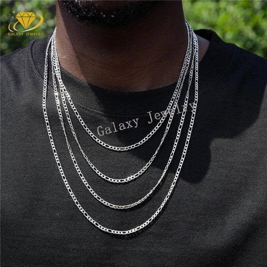 925 Silver Jewelry Wholesale Cuban 10k 14k 18k Gold Chain Custom 4mm Figaro Chain Link Necklace Chain Necklace Mens Jewelry