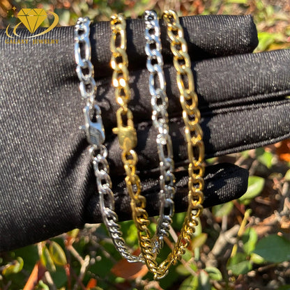 925 Silver Jewelry Wholesale Cuban 10k 14k 18k Gold Chain Custom 4mm Figaro Chain Link Necklace Chain Necklace Mens Jewelry