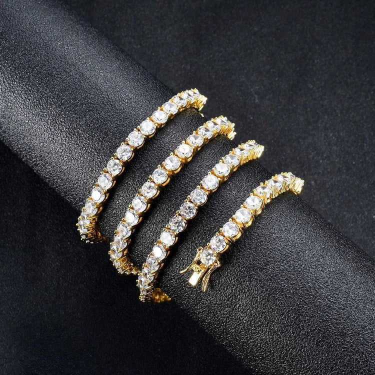 GZYS JEWELRY Wholesale 3mm 4mm Men Women Necklace Gold Plated Tennis Chain