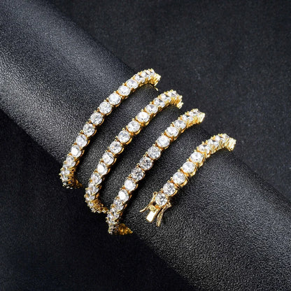 GZYS JEWELRY Wholesale 3mm 4mm Men Women Necklace Gold Plated Tennis Chain
