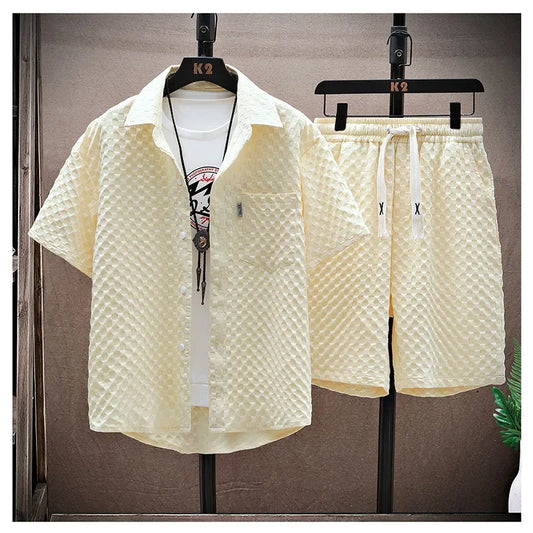 Casualsuit Men's Short Sleeve Sport Suit Vintage Trendy Fashionable Lightweight Summer 2024 New Arrival