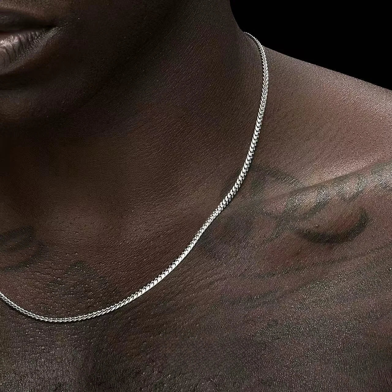 3.5mm Silver Color Stainless Steel Cuban Chain Necklace Hip Hop Men Necklace Simple Jewelry Necklace For Women