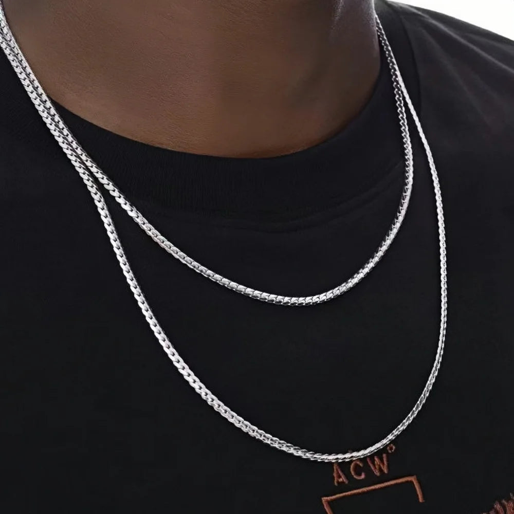 3MM Retro Miami Cuban Link Chain Necklace Simple Stainless Steel Men's Necklace Fashion Jewelry Accessories
