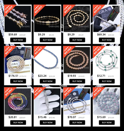NY Fashion Design Dainty Tennis Chain Gold/Silver Plated Zircon Necklace Luxury Hip Hop Jewelry for Men Women party Gift