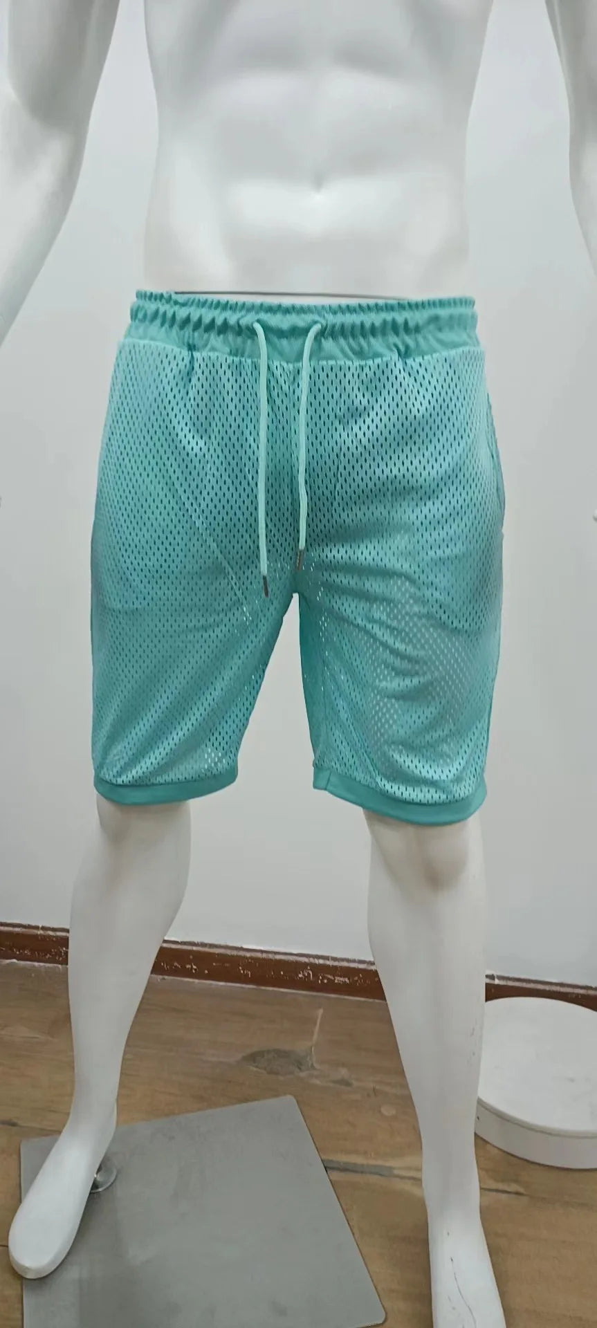 2024 Mesh Breathable Ice Cool Casual Suit Thin Men's Short Sleeve Shorts Two-piece Set