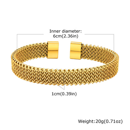 Vnox 10mm Woven Mesh Stainless Steel Open Bangle for Men Women,Vintage Adjustable Cuff Bracelets