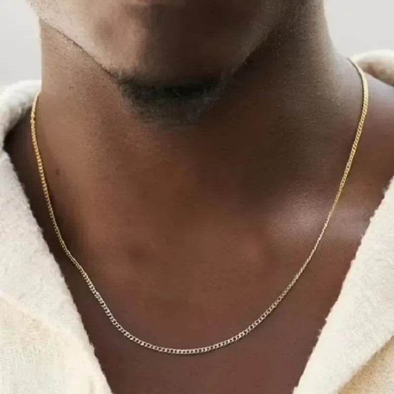 3mm Men's Cuban Chain Necklace Simple Stainless Steel Necklace Fashion Titanium Steel Jewelry Trend Accessories Party Gifts