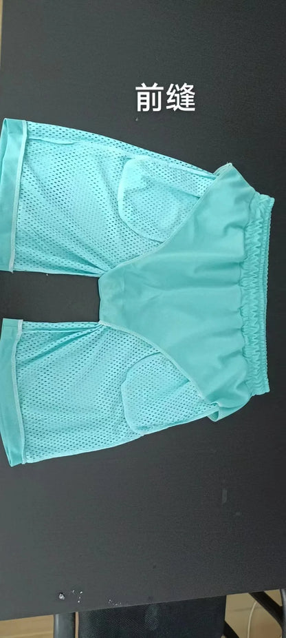 2024 Mesh Breathable Ice Cool Casual Suit Thin Men's Short Sleeve Shorts Two-piece Set