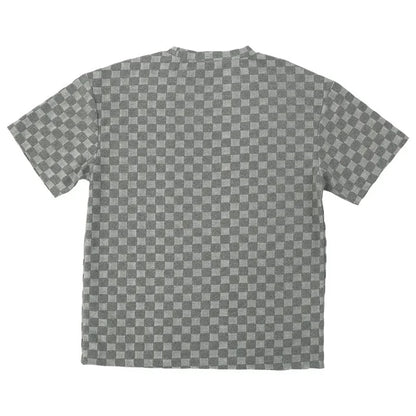 Men's Sports Suit Summer New Korean High Street Jacquard Plaid T-shirt Shorts Two-piece Set Male Casual Retro Loose O-neck Top