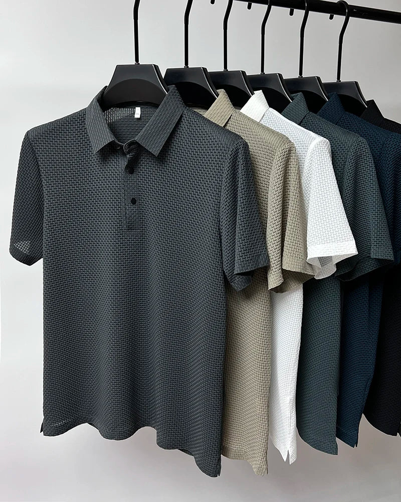 Summer New Men's Short Sleeve T-shirt Cool and Breathable POLO Shirt Business Casual Sweat-absorbing Top