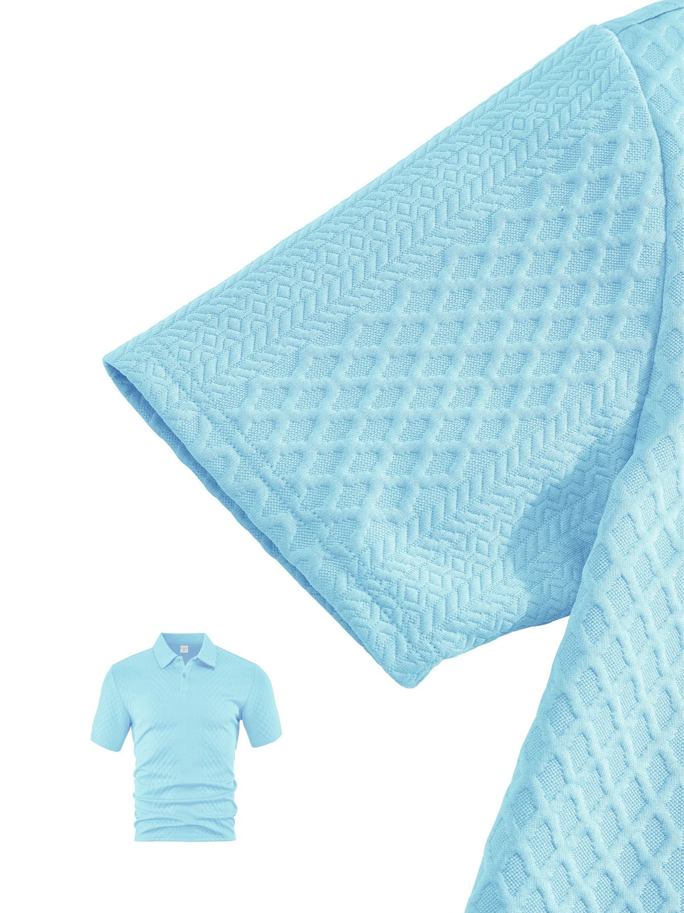 Cross-Border Men's Clothing Summer European and American New Jacquard Cloth Men's Casual Sports Thin Lapel Polo Shirt Short-Sleeved Suit Fabric Breathable and Comfortable Perfect for Daily Wear