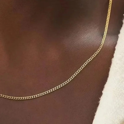 3mm Men's Cuban Chain Necklace Simple Stainless Steel Necklace Fashion Titanium Steel Jewelry Trend Accessories Party Gifts
