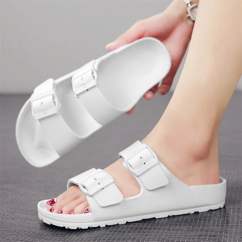 Summer Adjustable Soft Slides Slippers For Men Flat EVA Slippers Lightweight Anti Slip Slippers Size 34-47 48 49  Dropshipping