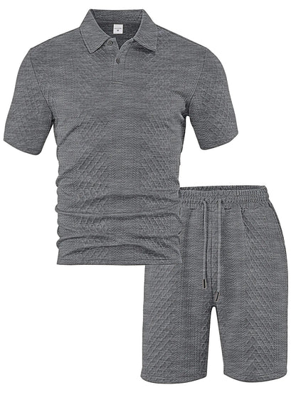 Cross-Border Men's Clothing Summer European and American New Jacquard Cloth Men's Casual Sports Thin Lapel Polo Shirt Short-Sleeved Suit Fabric Breathable and Comfortable Perfect for Daily Wear
