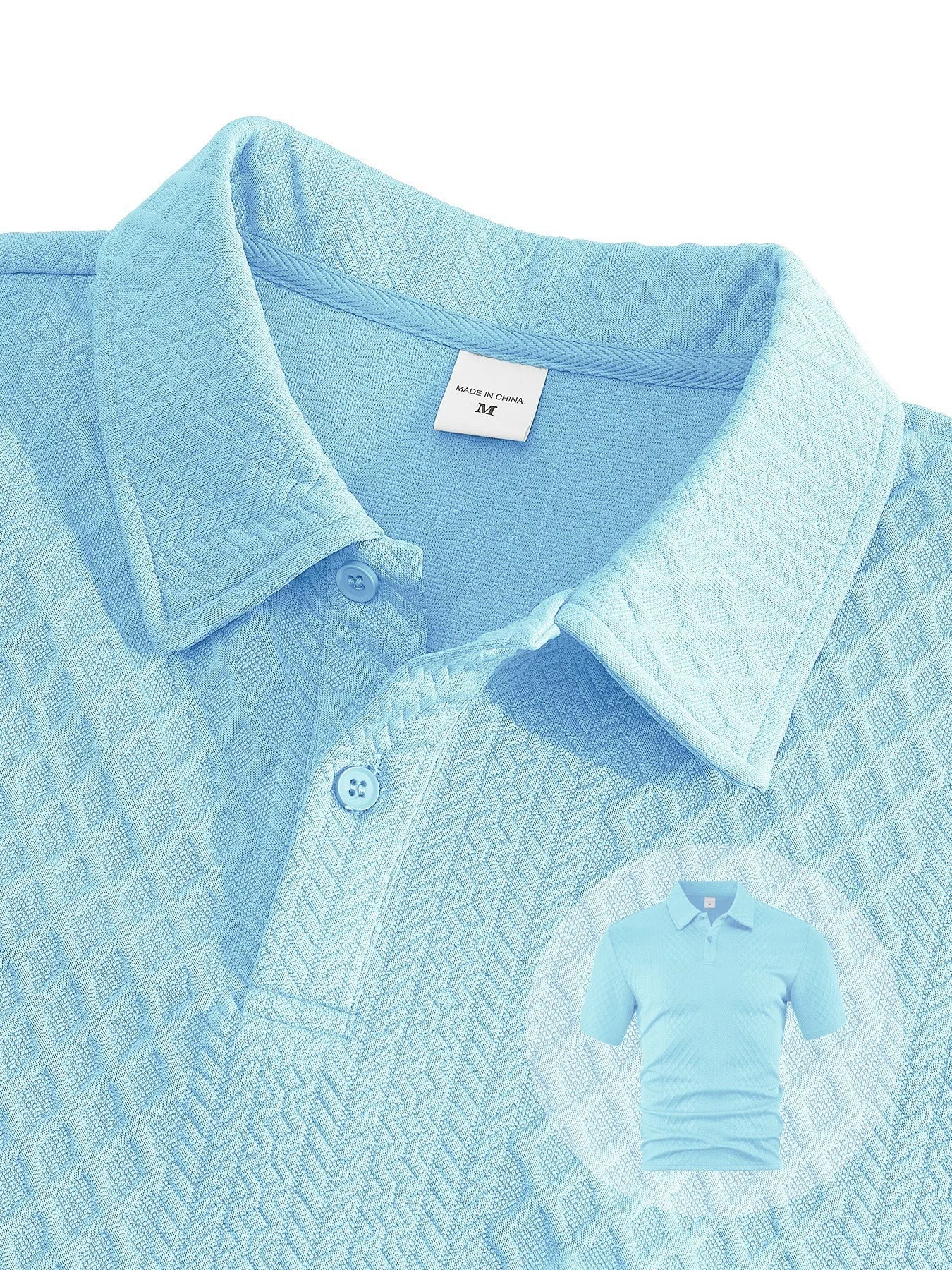 Cross-Border Men's Clothing Summer European and American New Jacquard Cloth Men's Casual Sports Thin Lapel Polo Shirt Short-Sleeved Suit Fabric Breathable and Comfortable Perfect for Daily Wear