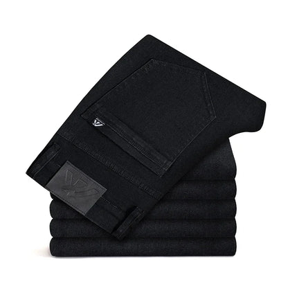 Summer New 98% Cotton Men's Casual Jeans White Classic Fashionable Stretch Straight Denim Trousers Black Brand Clothing Male