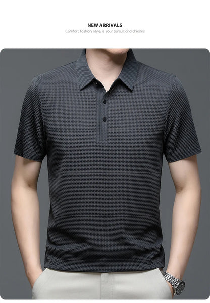 Summer New Men's Short Sleeve T-shirt Cool and Breathable POLO Shirt Business Casual Sweat-absorbing Top