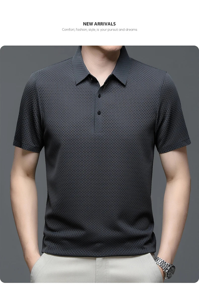 Summer New Men's Short Sleeve T-shirt Cool and Breathable POLO Shirt Business Casual Sweat-absorbing Top