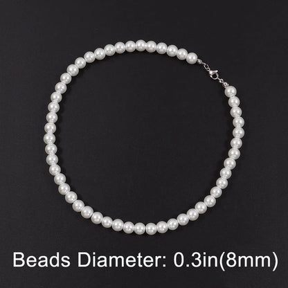 Cool Artificial White Pearl Necklace 1 Pcs Choker Beaded Chain for Men and Women Fashion Jewelry Gift