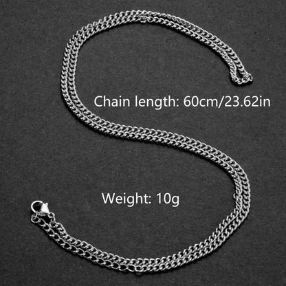 3mm Men's Cuban Chain Necklace Simple Stainless Steel Necklace Fashion Titanium Steel Jewelry Trend Accessories Party Gifts