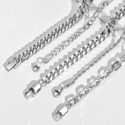 New Trendy Cuban Chain Men Bracelet Classic Stainless Steel 3/5/7/9mm Width Chain Bracelet For Men Women Jewelry Gift