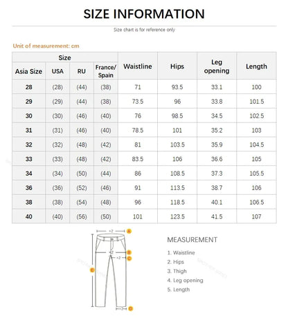 Summer New 98% Cotton Men's Casual Jeans White Classic Fashionable Stretch Straight Denim Trousers Black Brand Clothing Male