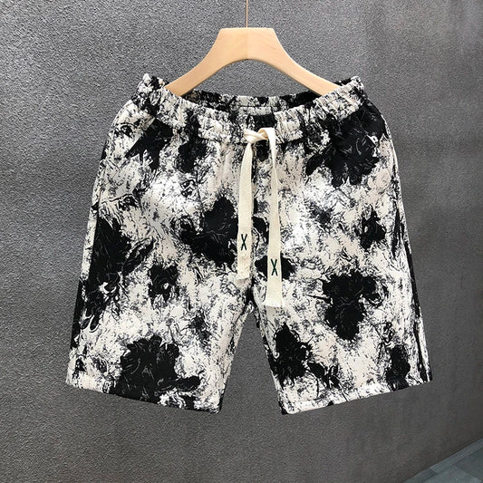 2025 Men's Breathable Quick-Dry Jogging Pants Sportswear Print Drawstring Outdoor Fitness Pants Male Clothing Summer Trousers