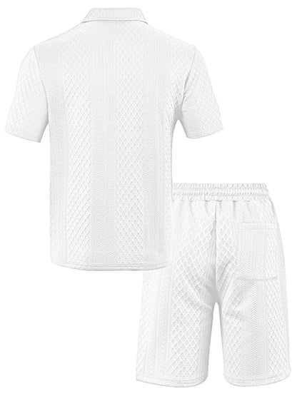 Cross-Border Men's Clothing Summer European and American New Jacquard Cloth Men's Casual Sports Thin Lapel Polo Shirt Short-Sleeved Suit Fabric Breathable and Comfortable Perfect for Daily Wear