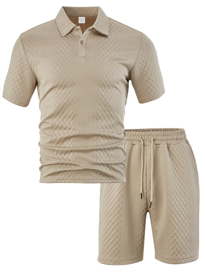 Cross-Border Men's Clothing Summer European and American New Jacquard Cloth Men's Casual Sports Thin Lapel Polo Shirt Short-Sleeved Suit Fabric Breathable and Comfortable Perfect for Daily Wear