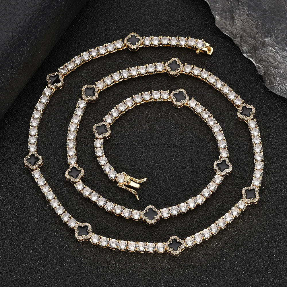 NY Fashion Design Dainty Tennis Chain Gold/Silver Plated Zircon Necklace Luxury Hip Hop Jewelry for Men Women party Gift