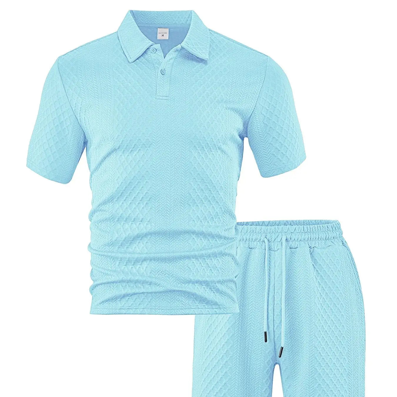 Cross-Border Men's Clothing Summer European and American New Jacquard Cloth Men's Casual Sports Thin Lapel Polo Shirt Short-Sleeved Suit Fabric Breathable and Comfortable Perfect for Daily Wear