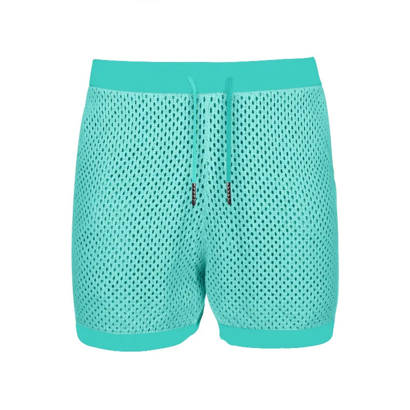 2024 Mesh Breathable Ice Cool Casual Suit Thin Men's Short Sleeve Shorts Two-piece Set