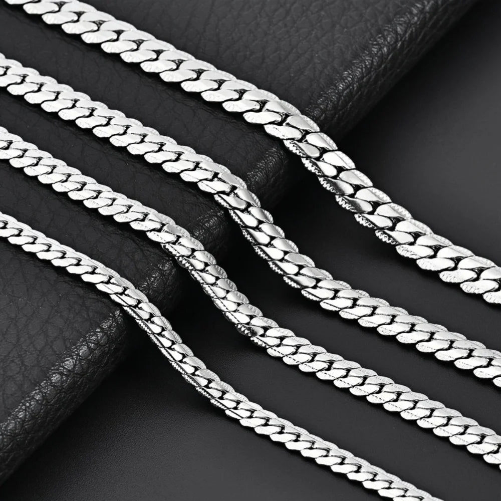 3MM Retro Miami Cuban Link Chain Necklace Simple Stainless Steel Men's Necklace Fashion Jewelry Accessories