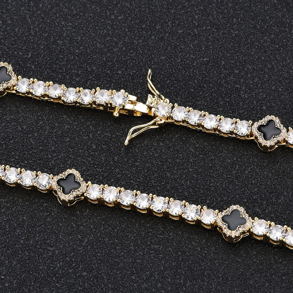NY Fashion Design Dainty Tennis Chain Gold/Silver Plated Zircon Necklace Luxury Hip Hop Jewelry for Men Women party Gift