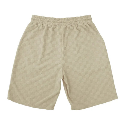 Men's Sports Suit Summer New Korean High Street Jacquard Plaid T-shirt Shorts Two-piece Set Male Casual Retro Loose O-neck Top