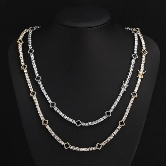 NY Fashion Design Dainty Tennis Chain Gold/Silver Plated Zircon Necklace Luxury Hip Hop Jewelry for Men Women party Gift