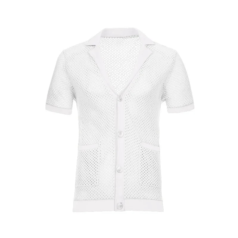 2024 Mesh Breathable Ice Cool Casual Suit Thin Men's Short Sleeve Shorts Two-piece Set