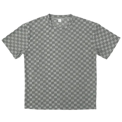 Men's Sports Suit Summer New Korean High Street Jacquard Plaid T-shirt Shorts Two-piece Set Male Casual Retro Loose O-neck Top