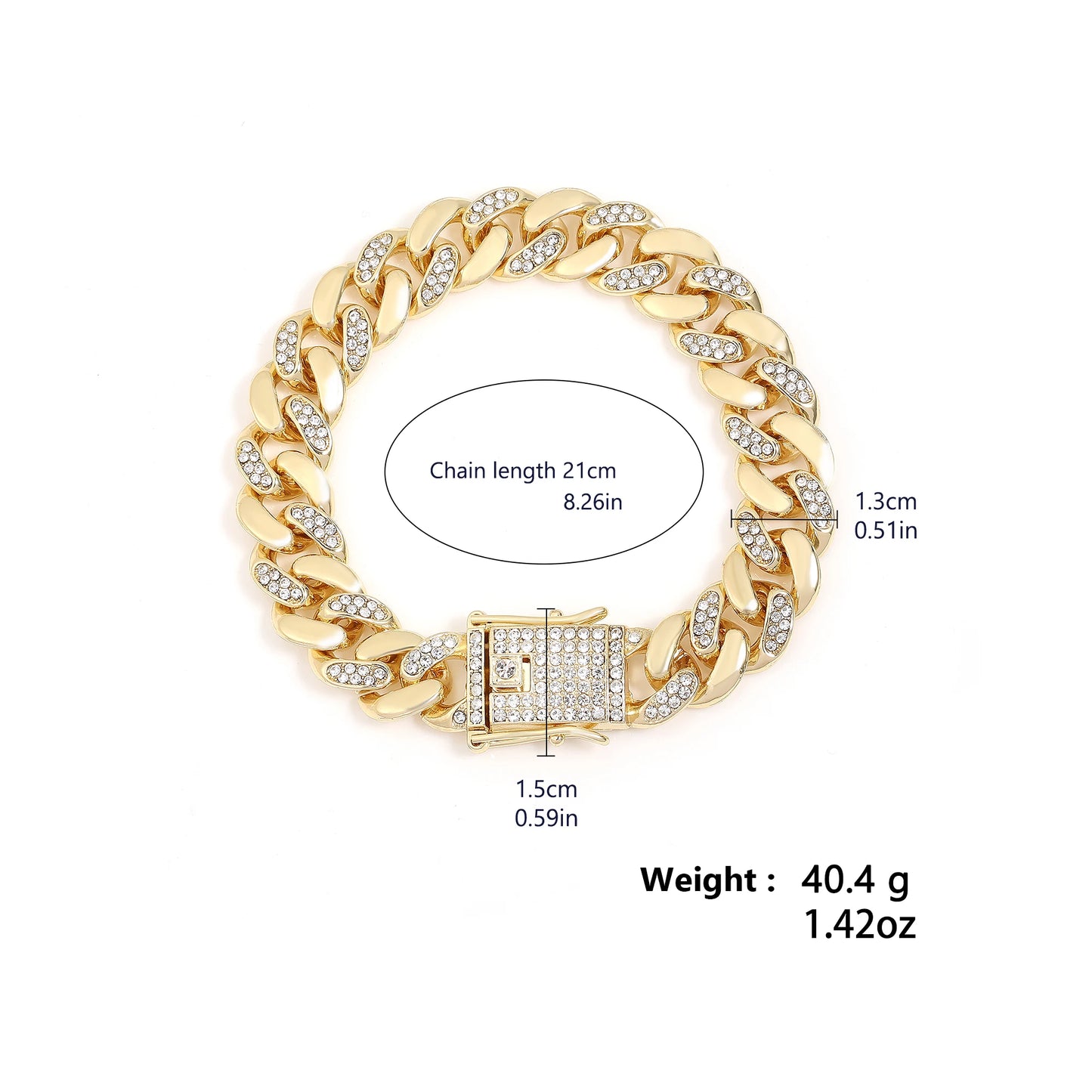ZAKOL Hip Hop Cuban Chain Women Mens Bracelet Full Shiny Rhinestone Stone Miami Cuban Chain Bracelets Fashion Jewelry