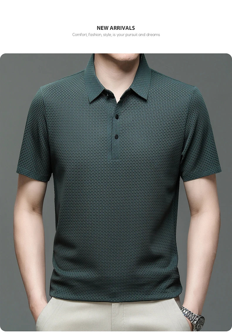 Summer New Men's Short Sleeve T-shirt Cool and Breathable POLO Shirt Business Casual Sweat-absorbing Top